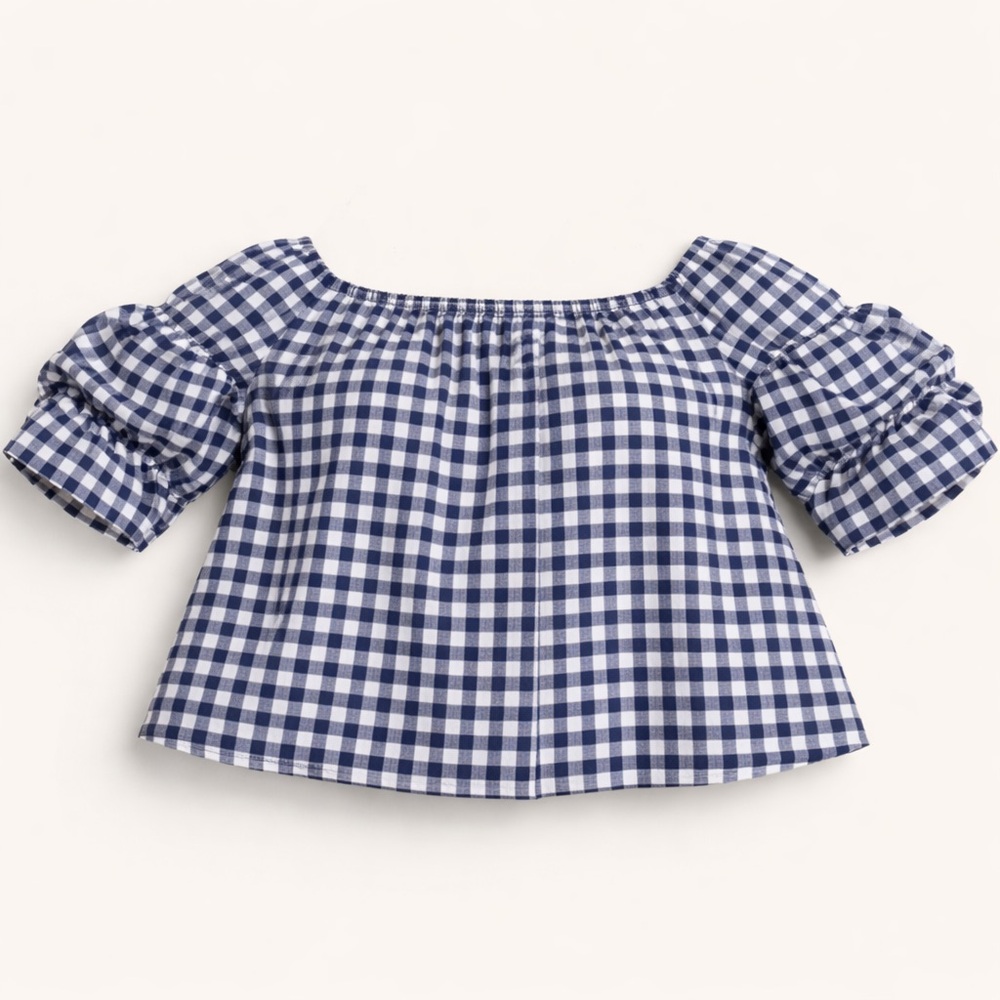 Women's Off-Shoulder Gingham Top - Picture 3 of 6